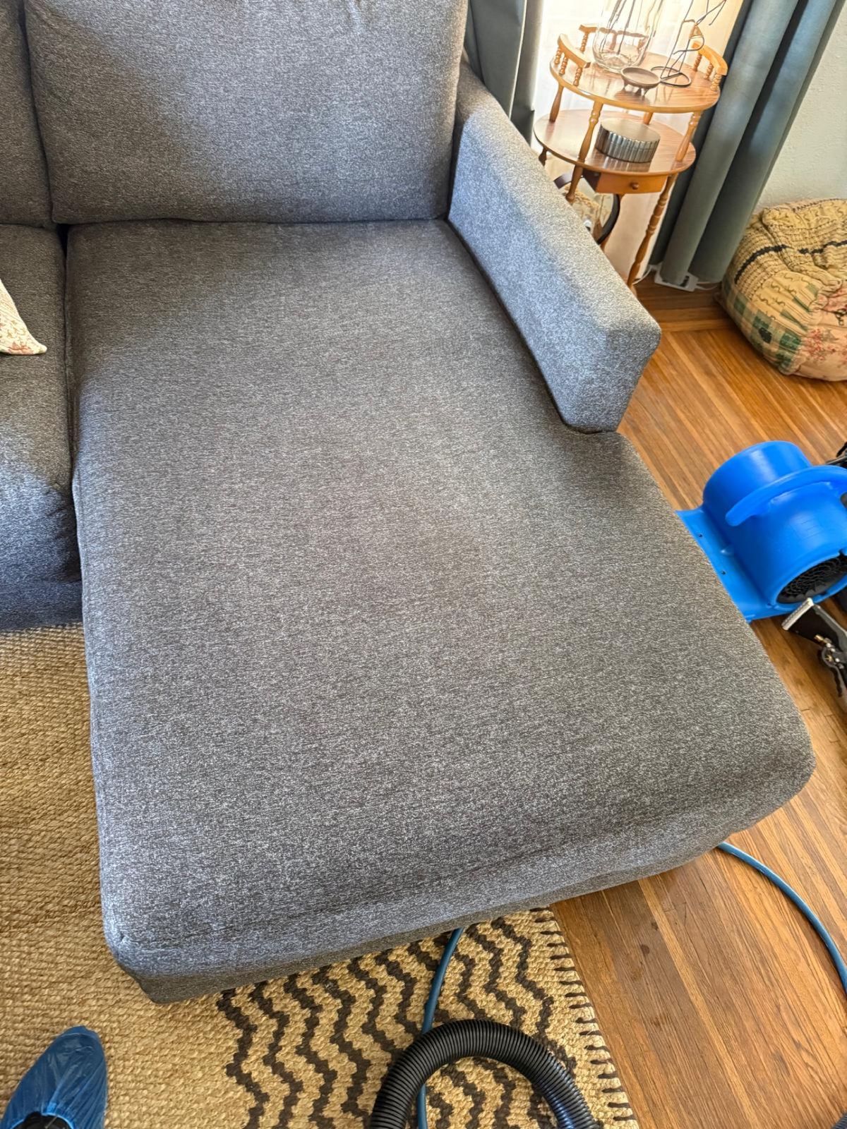 Gray chaise after cleaning