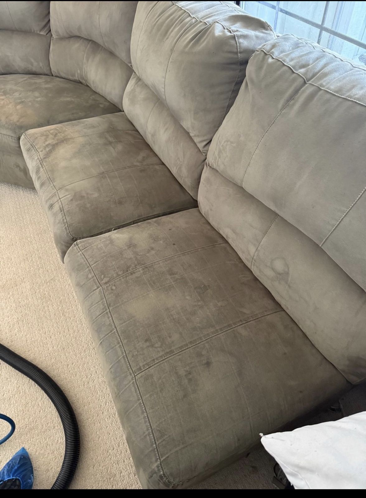 Gray sectional before cleaning