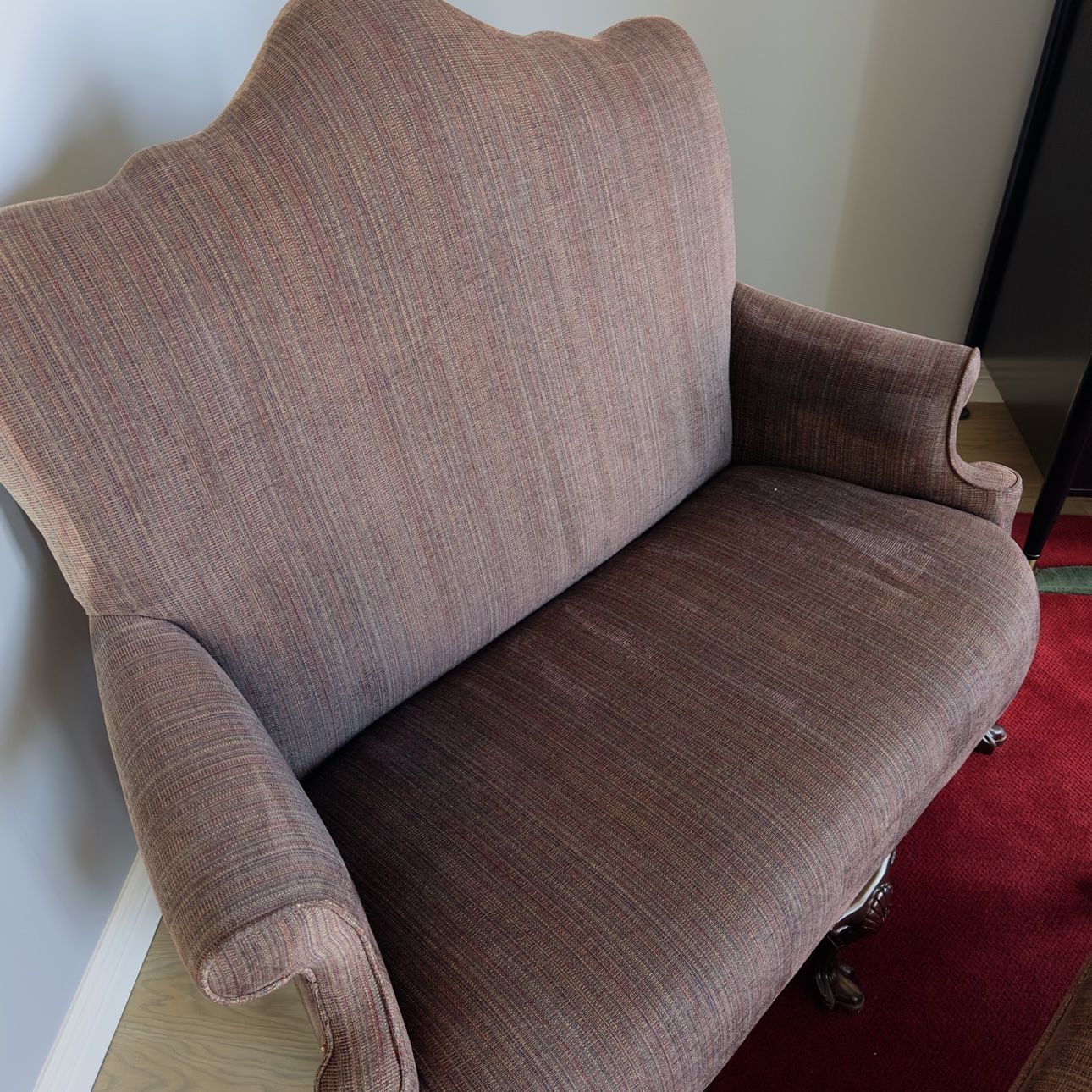Wingback chair before cleaning
